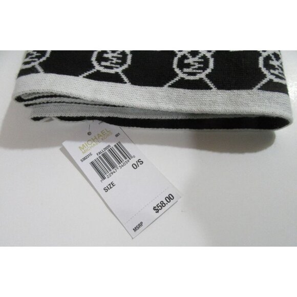 Michael Kors Womens MK Monogram Infinity Scarf Black / White NWT - Picture 4 of 5